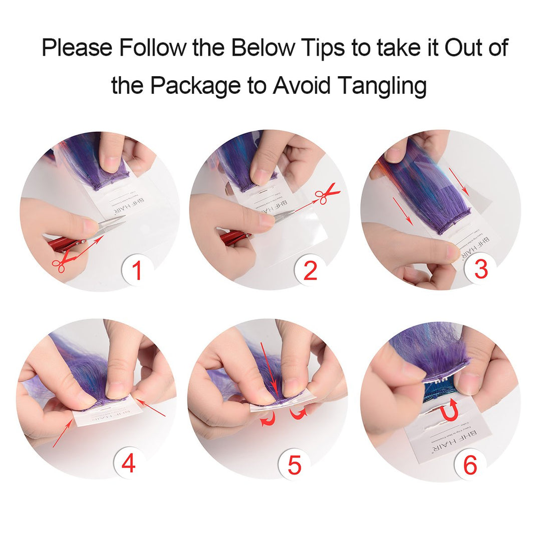 Colored Clip in Hair Extensions 22 10pcs Straight Fashion Hairpieces for Party Highlights Purple