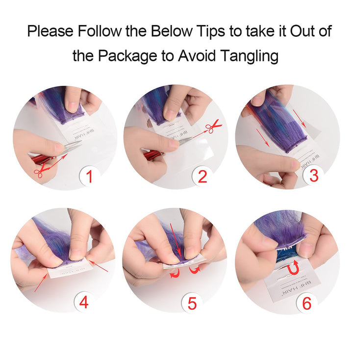 Colored Clip in Hair Extensions 22 10pcs Straight Fashion Hairpieces for Party Highlights Purple