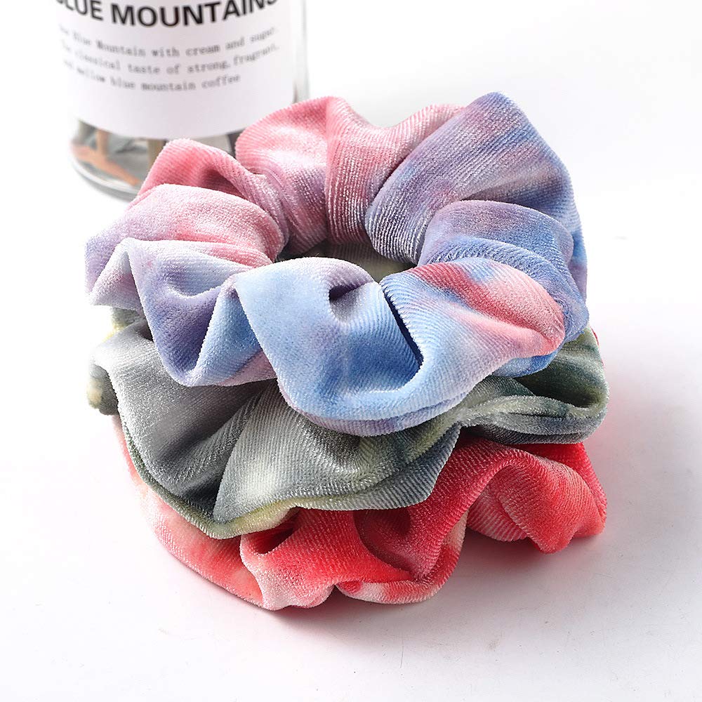 Premium Velvet Macaron Theme Hair Scrunchies Tie Bobbles Rainbow Hair Bands Scrunchy Hair Tie Ropes Lce Cream Color for Women Hair Elastic Bandss (6 PCS Multi-colored)