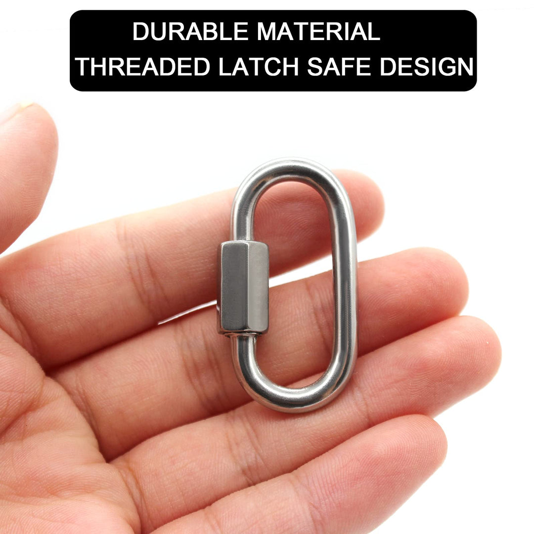 12 Pack Quick Link M4 5/32 Inch Heavy Duty Carabiner D Shape Chain Links 400LB Capacity Repair Utility Links Safety Chain Connector for Camping Hiking Outdoor Equipment Locking Harness Dog Leash