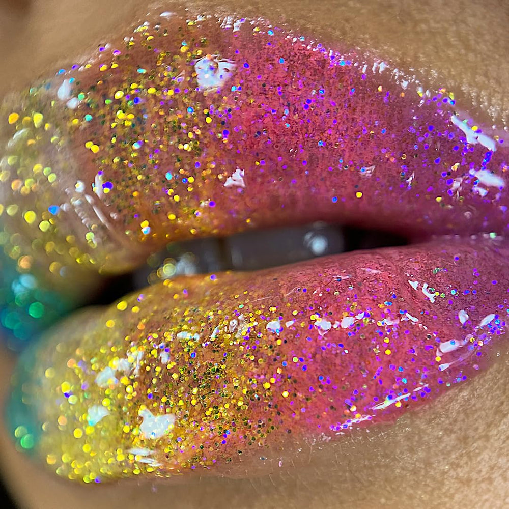 Glitter Lip Gloss - Sparkly Lip Shine - Stocking Stuffers for Women, Gifts for Teen Girls - Vegan & Cruelty-Free Non-Sticky Formula Lip Gloss Glitter Makeup - Holographic Silver (Disco)