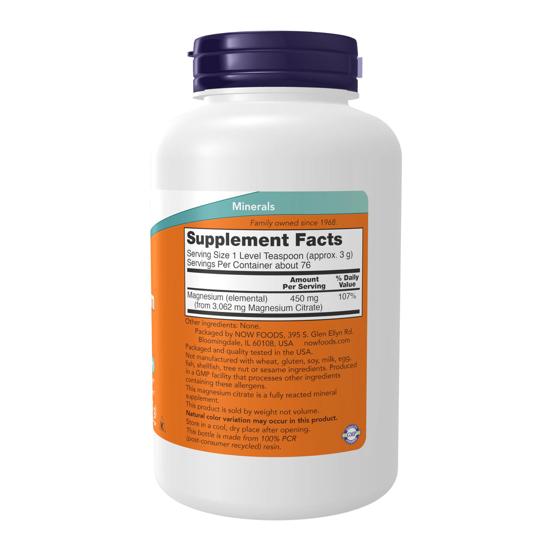 NOW Foods Supplements, Magnesium Citrate Pure Powder, E