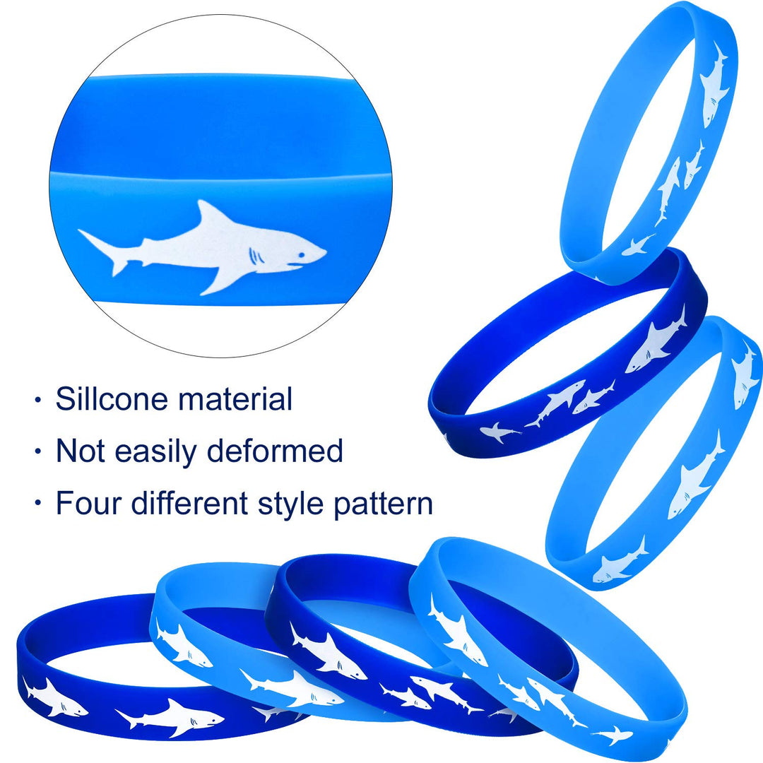 24 Pcs Shark Party Favors Rubber Wristbands Bracelet, Under The Sea, Shark Birthday Party Favors Supplies Gift Decorations (Delicate)