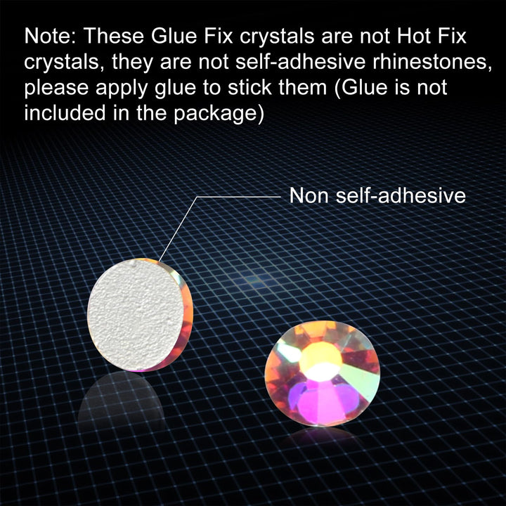 Jollin 288pcs Glue Fix Crystal Flatback Rhinestones Gla