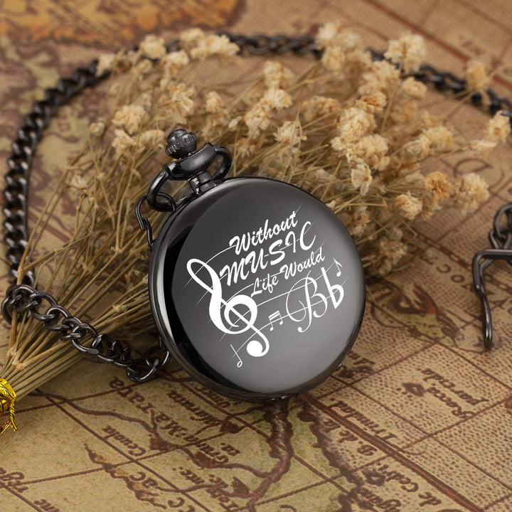 Pocket Watch, Music Pocket Watch and Chain for Men Wome