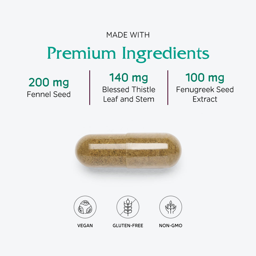 Vitanica LactationBlend, Lactation Supplement for Increased Breast Milk Supply and Flow Organic Breastfeeding Support, with Fennel, Milk Thistle, Fenugreek and More, Non-GMO, Vegan, 60 Capsules