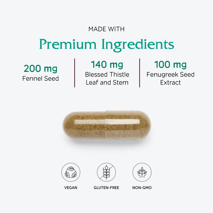 Vitanica LactationBlend, Lactation Supplement for Increased Breast Milk Supply and Flow Organic Breastfeeding Support, with Fennel, Milk Thistle, Fenugreek and More, Non-GMO, Vegan, 60 Capsules