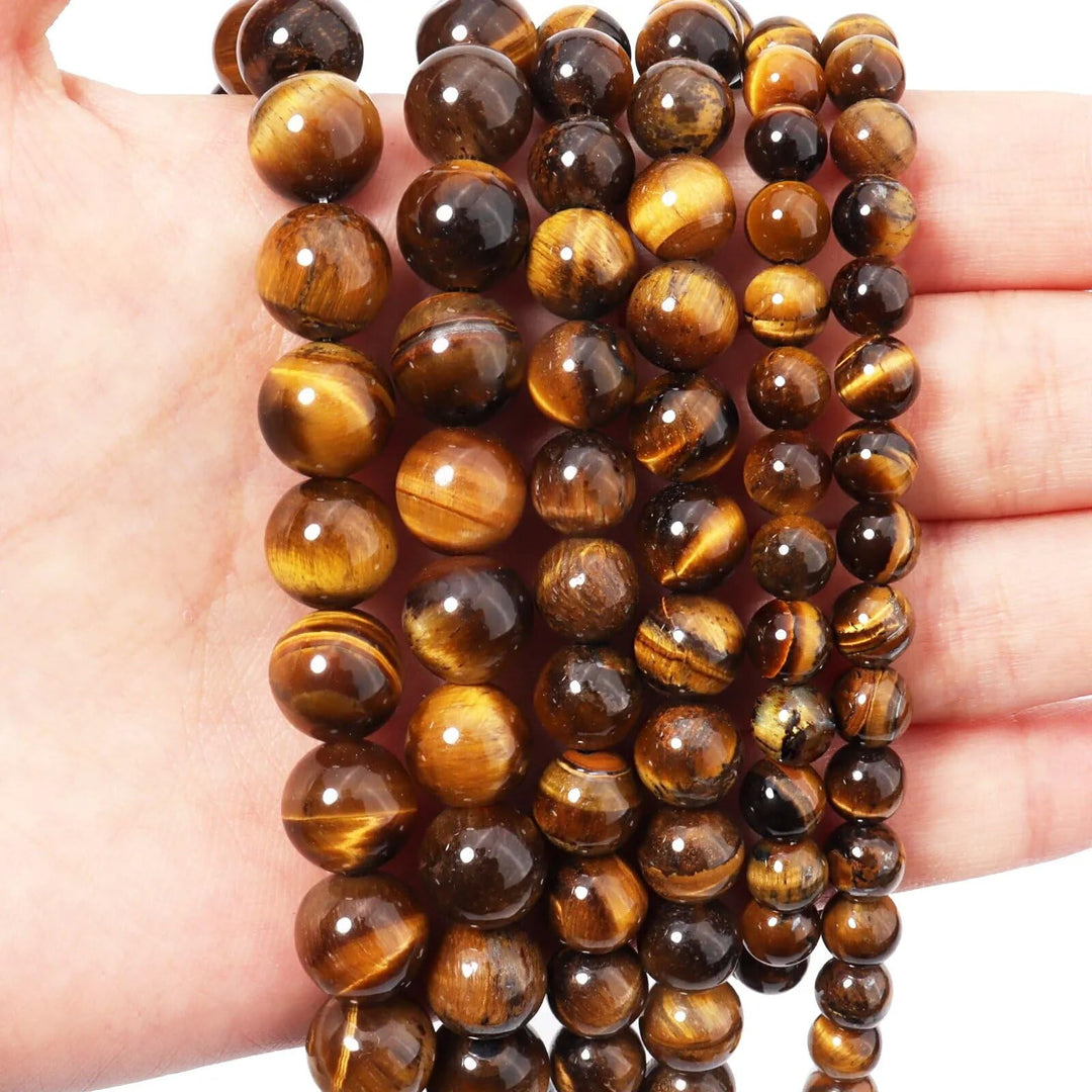 HAAMIIQII 45pcs 8mm Natural Yellow Tiger Eye Beads Roun