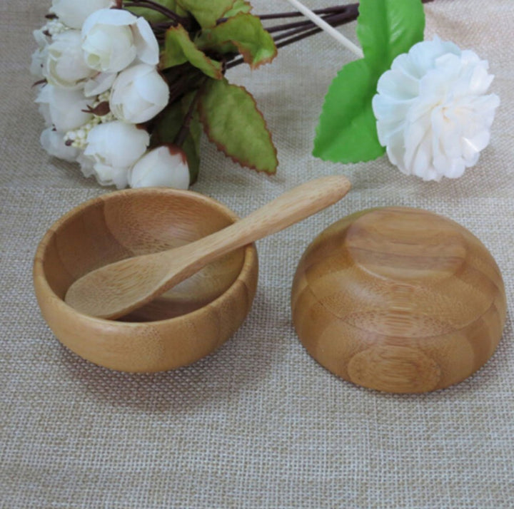 TOPWEL Facial Skin Care Bamboo Mask Mixing Bowl Stick K