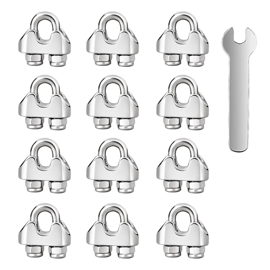Wire Rope Clip M2 Cable Clamps with Locknut, Stainless Steel U Bolt Saddle Clamp Fasteners with Lock Nuts for Ø 2mm 1/16 Rigging Rope and Tension Cable Garden Wire Ropes 12pcs