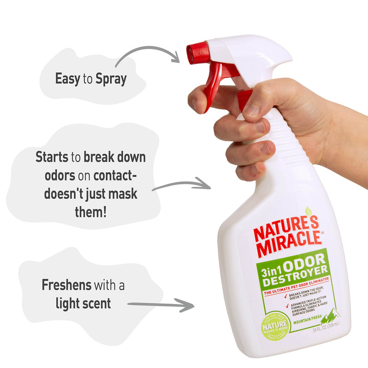 Nature&#39;s Miracle 3-in-1 Odor Destroyer, Mountain Fresh Scent, 24 Fluid Ounce