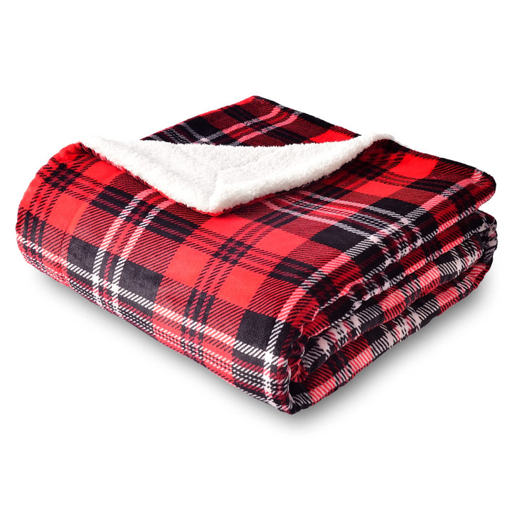 SOCHOW Sherpa Plaid Fleece Throw Blanket, Double-Sided 