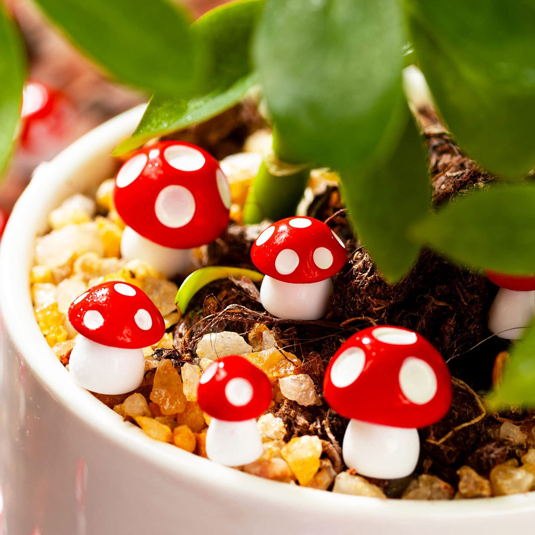 Mini Mushrooms for Crafts Tiny Fairy Garden Mushrooms Little Resin Mushroom Decor Fake Mushroom Miniatures Statue for Bonsai Micro Landscape Craft (60pcs)