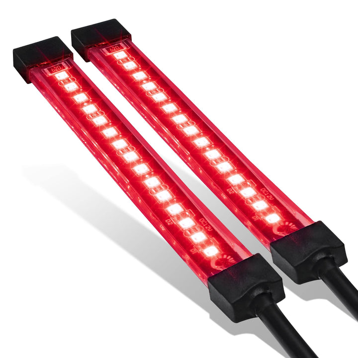 TRUE MODS 2pc 5 Red LED Motorcycle Turn Signal &amp; Brake Tail Light Strip Kit [IP68 Waterproof] [Single Row] [50% Running] [100% Brake/Blinker] Self Adhesive Surface Mount Flexible Lamp for Trailer ATV