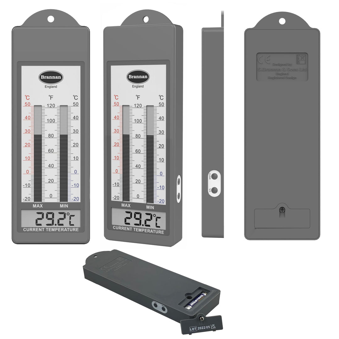 Waterproof Max Min Greenhouse Thermometer - Maximum Minimum Recording Thermometer Greenhouse Garden Outdoor Indoor