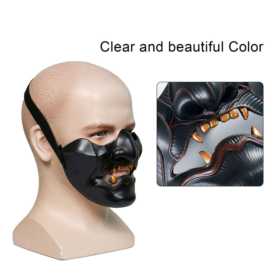 Ghost of Tsushima Mask Jin Sakai Half Face Mask Cosplay Helmet Halloween Resin Mask Props Gifts Party Costume Accessory (Resin)
