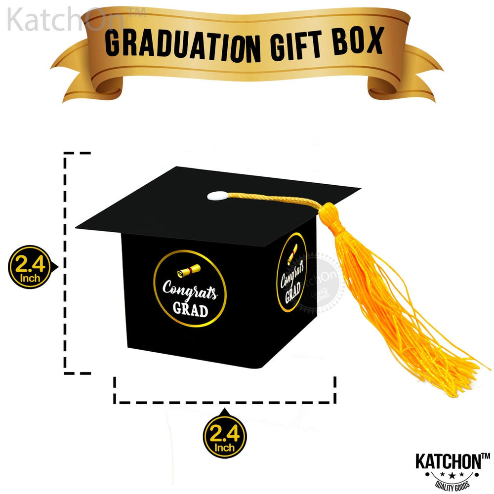 , Congrats Grad Graduation Candy Boxes - Pack of 25, | Black Graduation Gift Boxes for Graduation Decorations Class of 2024 | Graduation Favors 2024, Graduation Card Box for 2024 Grad Party