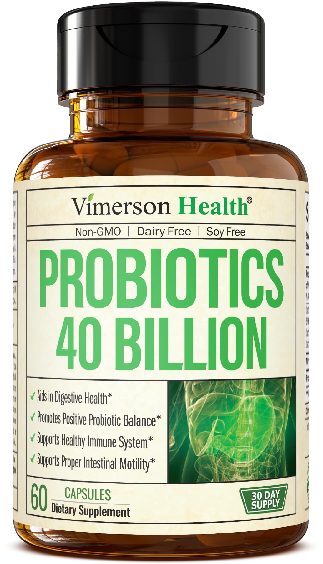 Probiotic 40 Billion CFU - Bifidus Probiotics (Probióticos) and Daily Immune Balance Probiotics for Gut and Digestive Health - 4 Clinically-Studied Strains - Shelf Stable - Dairy &amp; Soy-Free - Non-GMO