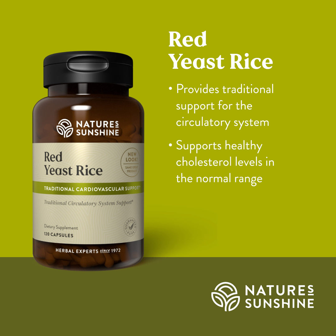 Nature&#39;s Sunshine Red Yeast Rice, 120 Capsules, Kosher | Helps Support The Production of Good Cholesterol in The Liver and Supports The Circulatory System
