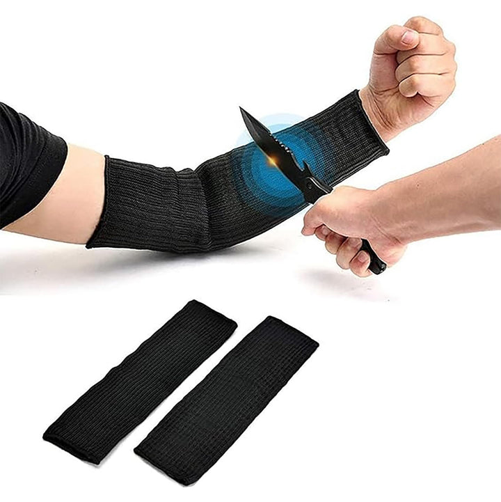 Arm Protection Sleeve for Men and Women, Scratch Kevlar Sleeve Cut Resitant Burn Protective Anti Abrasion Safety Arm Guard for Garden Kitchen Farm Yard Work 1 Pair - Black
