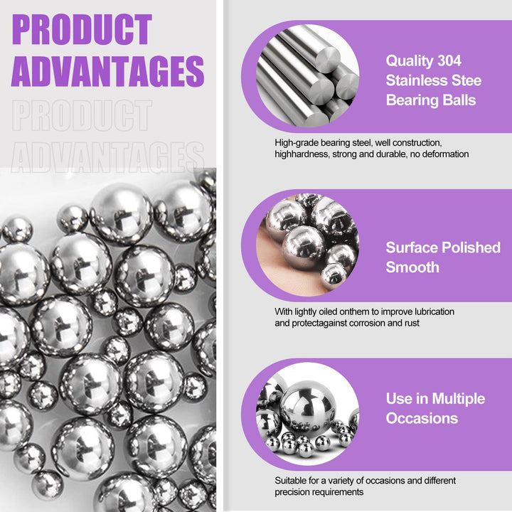 330Pcs 16 Size 1mm 2mm 2.5mm 3mm 3.5mm 4mm 4.5mm 5mm 5.5mm 6mm 7mm 8mm 9mm 10mm 11mm 12mm Metric Steel Loose Bicycle Bearing Steel Ball Precision Balls Assortment Kit for Bicycles Casters