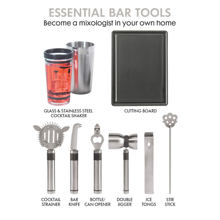Pro Stainless-Steel 10-Piece Cocktail Shaker and Bar Tool Set