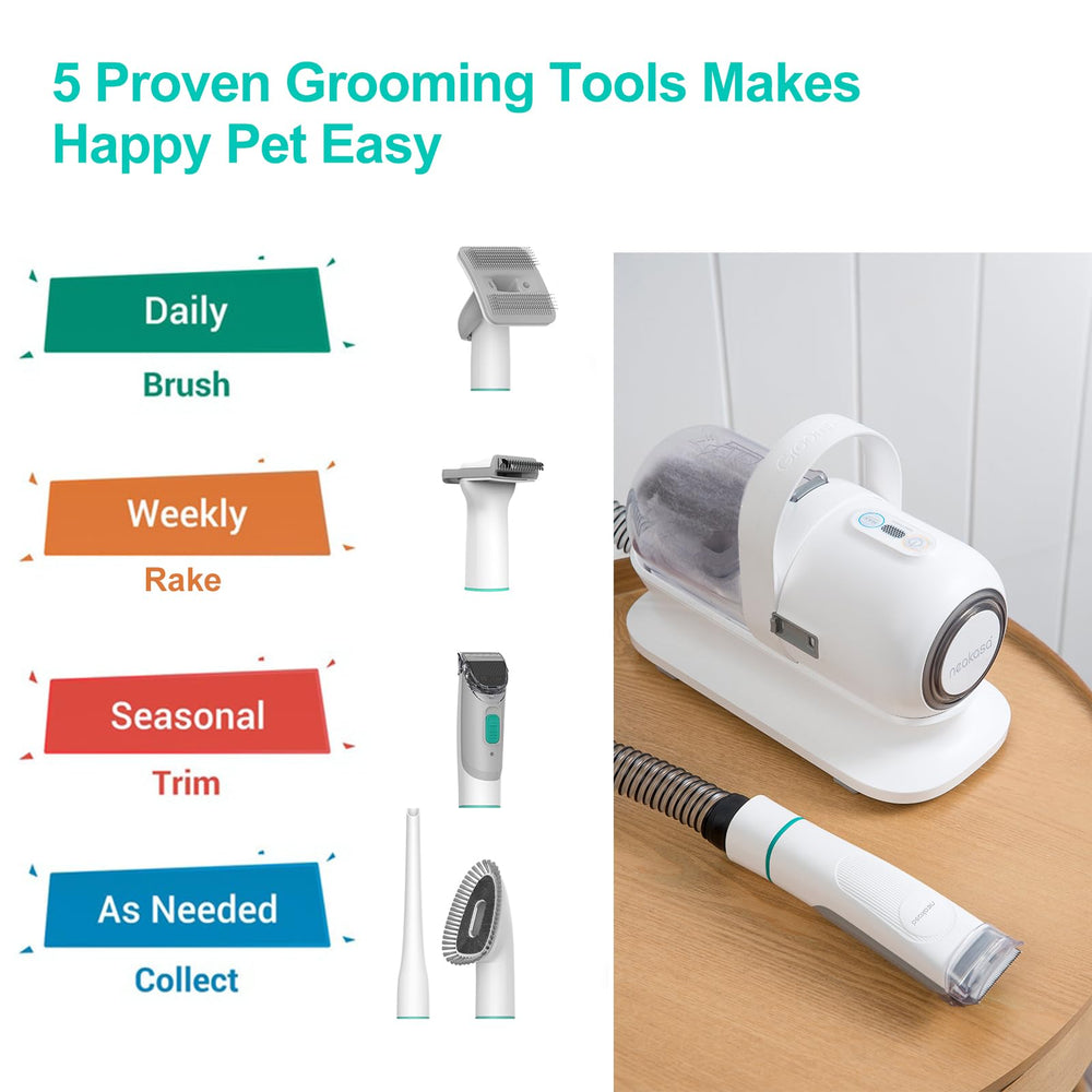 Neakasa P1 Pro Pet Grooming Kit & Vacuum Suction 99% Pet Hair, Professional Clippers with 5 Proven Grooming Tools for Dogs Cats and Other Animals