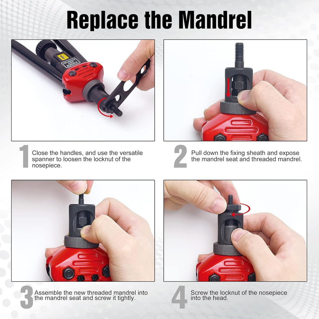 Rivet Nut Tool Mandrel M4 and 10 Rivet Nuts, Rivet Tool Set Spare Part, Nutsert Tool Accessories Set Compatible with RZX/Astro Riveters