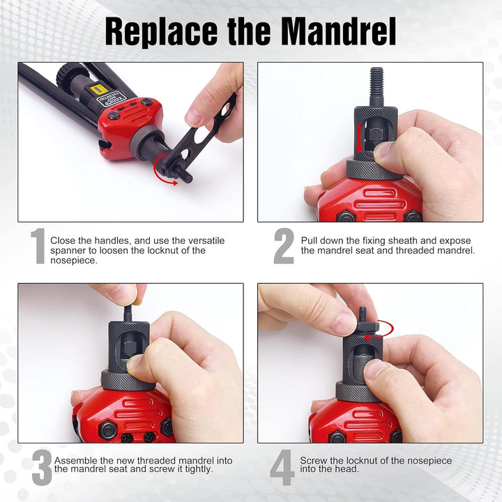 Rivet Nut Tool Mandrel M4 and 10 Rivet Nuts, Rivet Tool Set Spare Part, Nutsert Tool Accessories Set Compatible with RZX/Astro Riveters