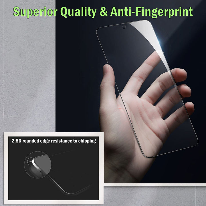 3 Pack Screen Protector Compatible for Samsung Galaxy A53 5G with 3 Pack Camera Lens Protector, Ultra HD Tempered Glass, 9H Hardness, Anti-Scratch, Easy Installation - Case Friendly
