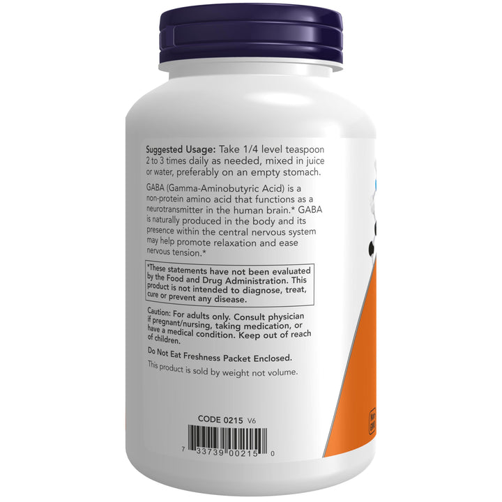 NOW Foods Supplements, GABA (Gamma-Aminobutyric Acid) Powder, Neurotransmitter Support*, 6-Ounce