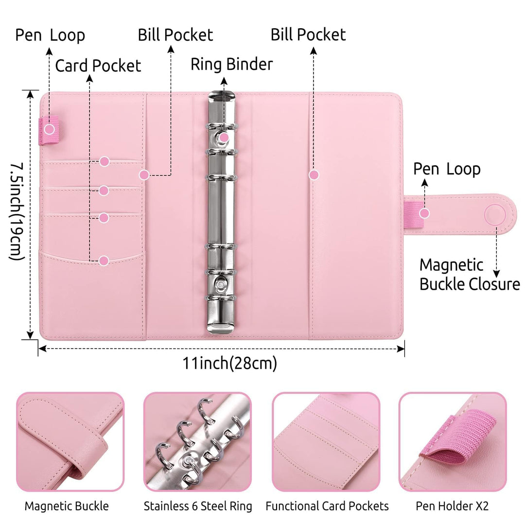 Budget Binder, Money Saving Binder with Zipper Envelopes, Cash Envelopes and Expense Budget Sheets for Budgeting
