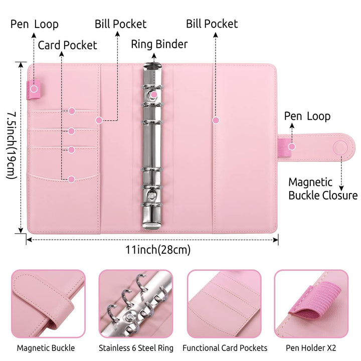 Budget Binder, Money Saving Binder with Zipper Envelopes, Cash Envelopes and Expense Budget Sheets for Budgeting