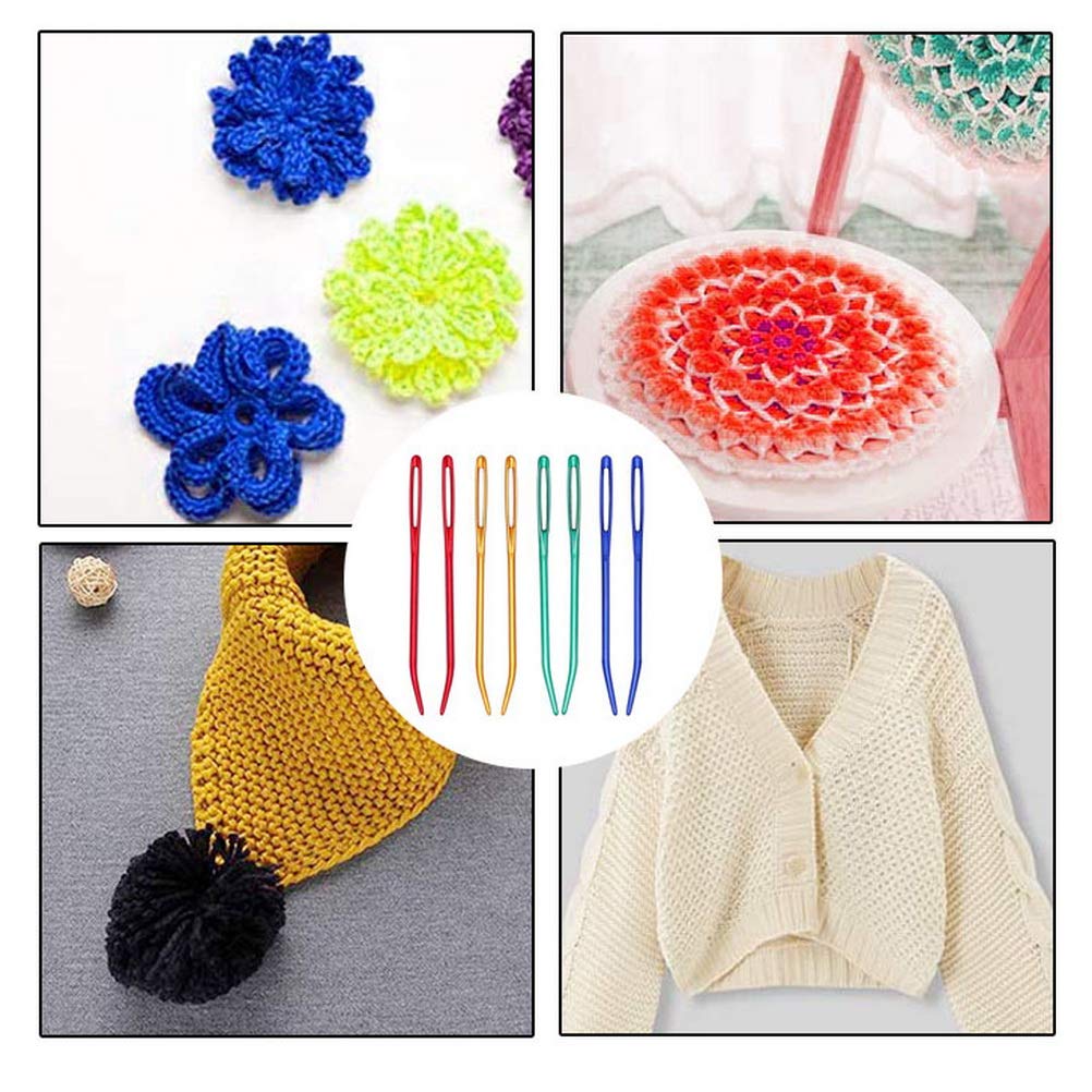 8Pcs Aluminum Tapestry Needle,Large Eyes Blunt Yarn Nee