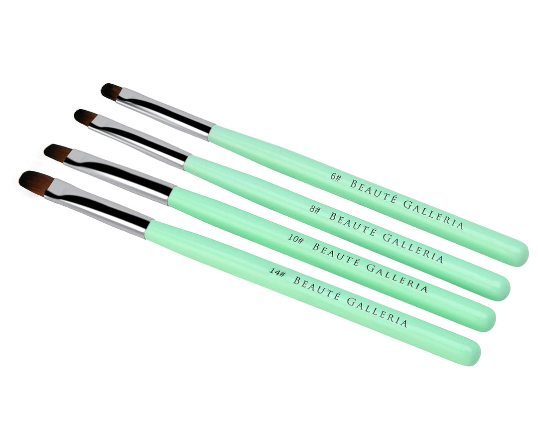 4Pcs Uv Gel Polygel Nail Brush Set (Size 6, 8, 10, 14) For Acrylic Uv Nail Extensions And Nail Tips Builder, Wooden Handle With Nylon Hair Manicure Nail Art Painting Pen