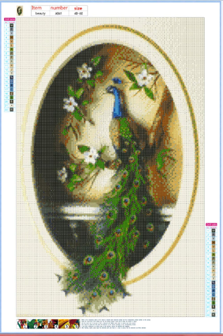 DIY 5D Diamond Painting by Number Kit, Peacock Diamond Painting Kits for Adults Rhinestone Embroidery Cross Stitch Kits Supply Arts Craft Canvas Wall Decor Stickers Home Decor 16x24 inches