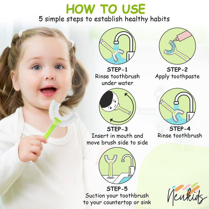 Kids U Shaped Toothbrush - 360 U-Shaped Toothbrush for 
