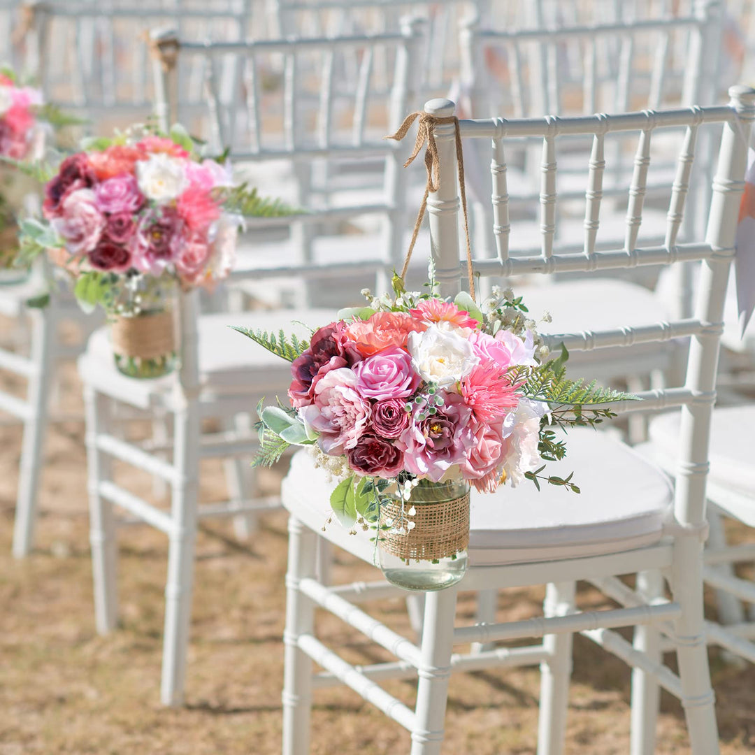 Artificial Rose Flowers Combo Fake Silk Flowers Foam Roses, White Pink Flower for Wedding Decor, Baby Shower, Bridal Shower, Bouquet, Centerpieces Floral Arrangements Tables Home Decorations