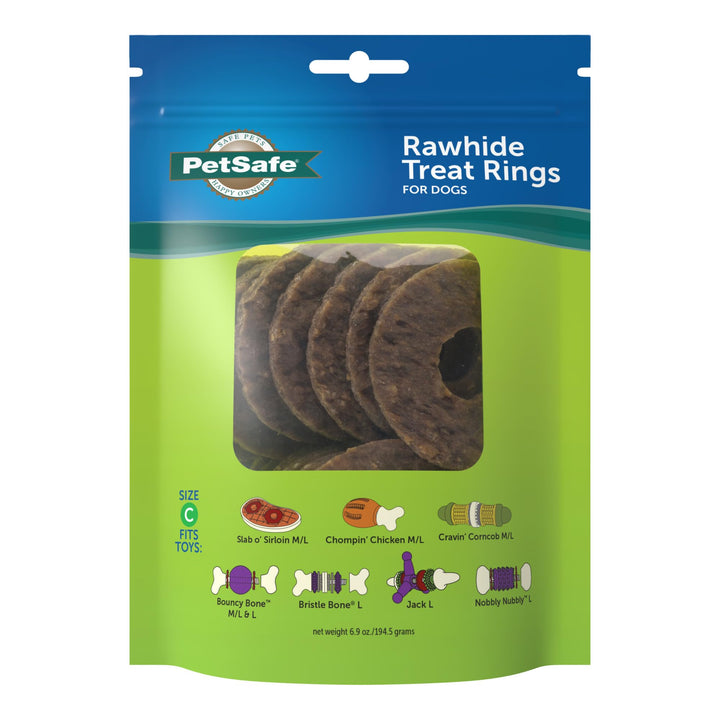 Natural Rawhide Treat Ring Refills, Size C, Replacement Treats Busy Buddy Treat Ring Holding Toys, Large