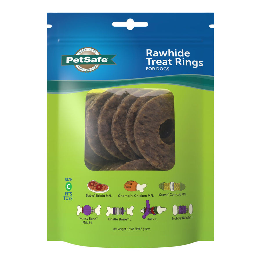 Natural Rawhide Treat Ring Refills, Size C, Replacement Treats Busy Buddy Treat Ring Holding Toys, Large