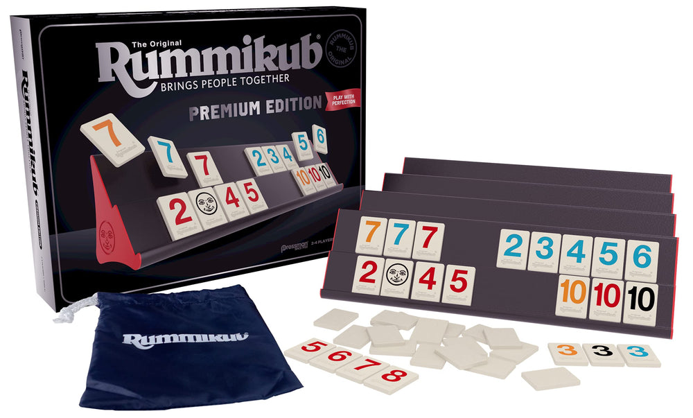 Rummikub Premium Edition - Features Racks - Large Number Engraved Tiles and a Storage Bag for The Ultimate Rummikub Experience , Silver