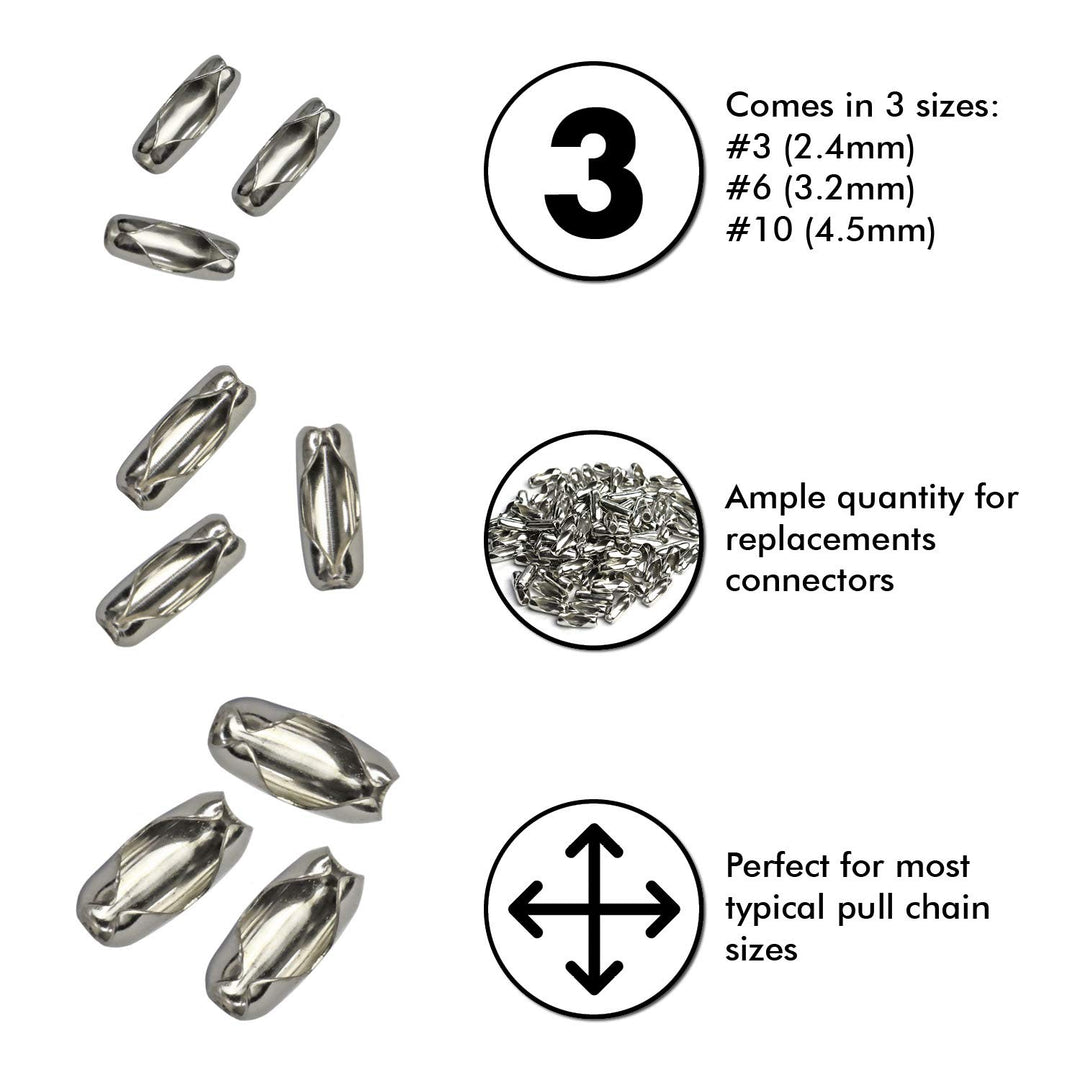 Ball Chain Connector Clasps 300 Pieces Number 3 Connectors Fits 2.4mm Beaded Ball Chain