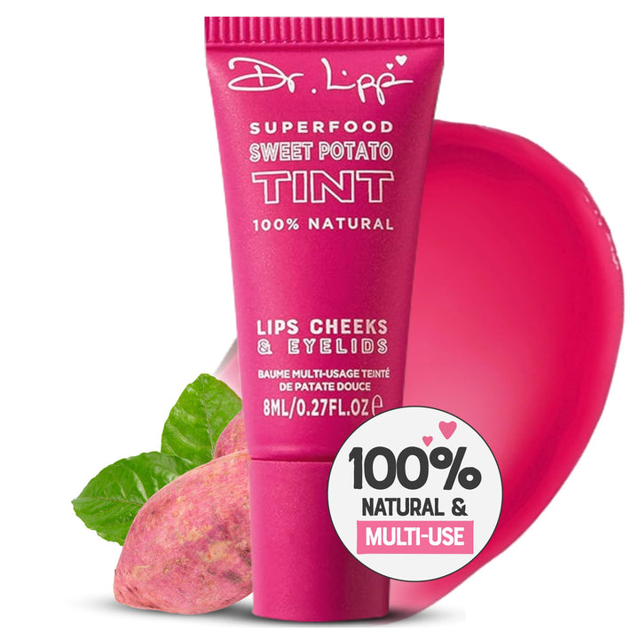 Dr. Lipp Superfood Lip Tint Sweet Potato 8ml – 4-in-ONE Ultra Moisturising Tinted Lip Balm, Lip Gloss, Cheek Blush &amp; Glossy Eyeshadow – 100% Natural – Fragrance &amp; Cruelty Free