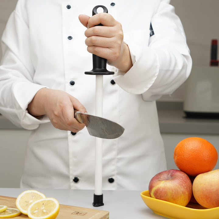 118N Professional Ceramic Sharpening Fine Honing Rod Steel Kitchen Knife Sharpener Stick, With Anti-Breaking Cap