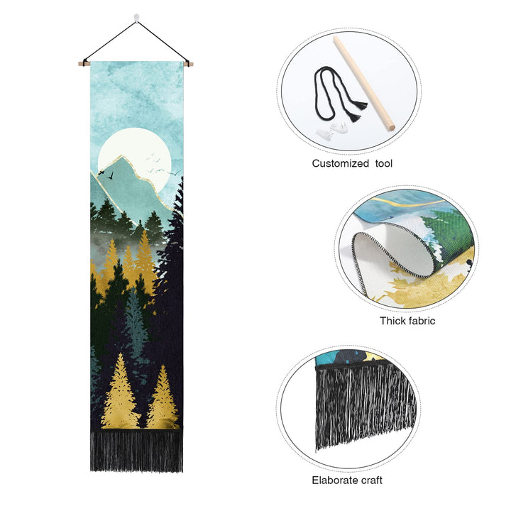 AWAYTR Long Mountain Tapestry Wall Hanging - 2PCS Fores