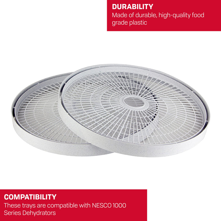NESCO TR-2 White Plastic Round 15 1/2 Add-A-Trays, to fit 1000 Series Food Dehydrators, 2 Pack