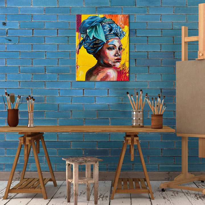 Paint by Numbers Black Women DIY Oil Painting for Adults Kids Wall Decor with Paintbrushes Acrylic Pigment for Home Living Room Bedroom Office Wall Decor 16x20