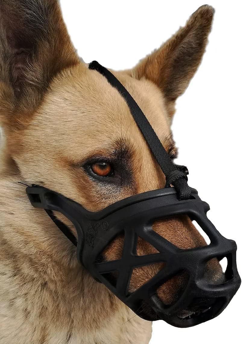 Dog Muzzle, Breathable Basket Muzzles for Small, Medium, Large and X-Large Aggressive Dogs Beagle German Shepherd Doberman, Cage Mouth Guard Stop Biting Chewing for Grooming Training