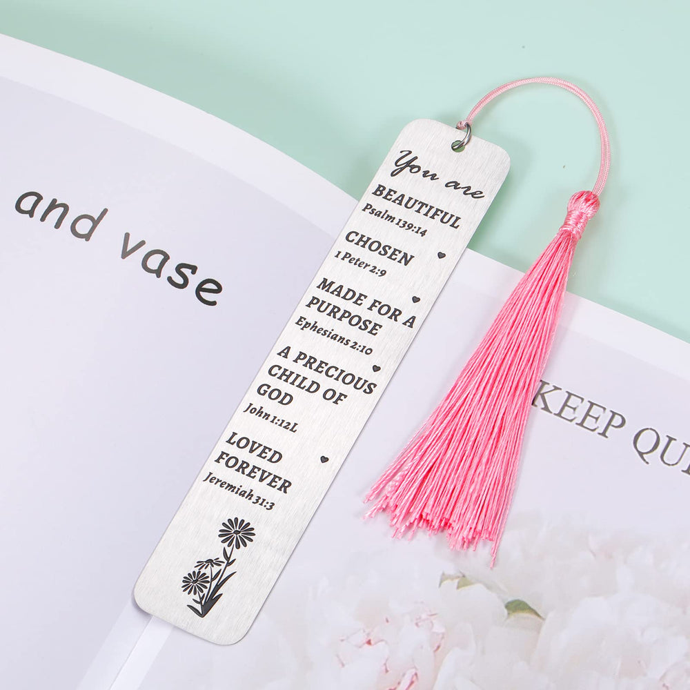 Inspirational Christian Bookmark Gift for Women You are Beautiful Quote Psalm 139:14 Bible Verse Bookmark for Book Lovers Friend Sister Christian Religious Church Bulk Gift Christmas Stocking Stuffers