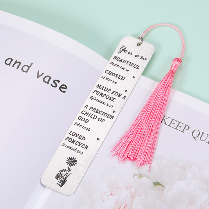 Inspirational Christian Bookmark Gift for Women You are Beautiful Quote Psalm 139:14 Bible Verse Bookmark for Book Lovers Friend Sister Christian Religious Church Bulk Gift Christmas Stocking Stuffers